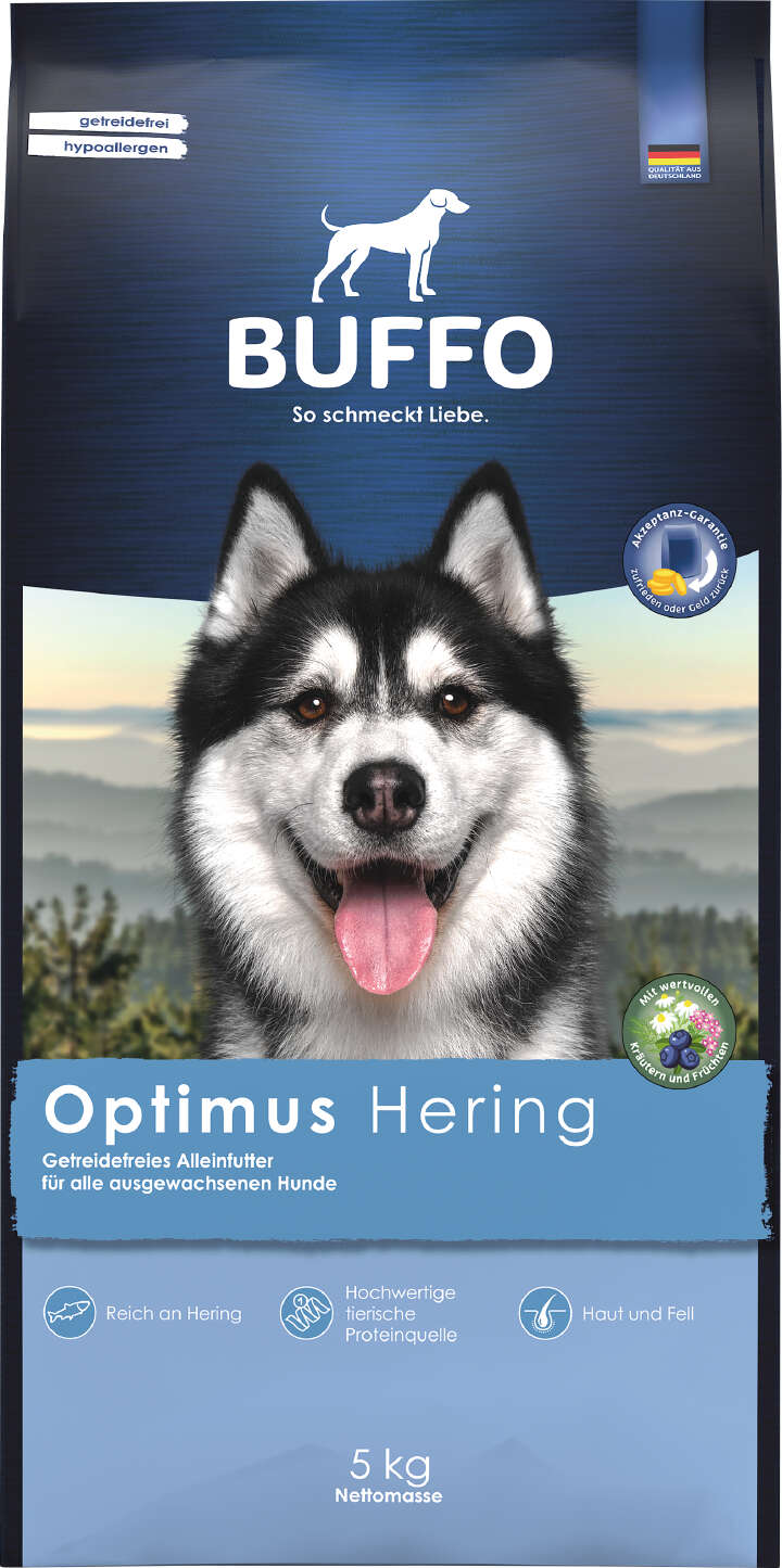 BUFFO Hunde-Trockenfutter Optimus getreidefrei Hering